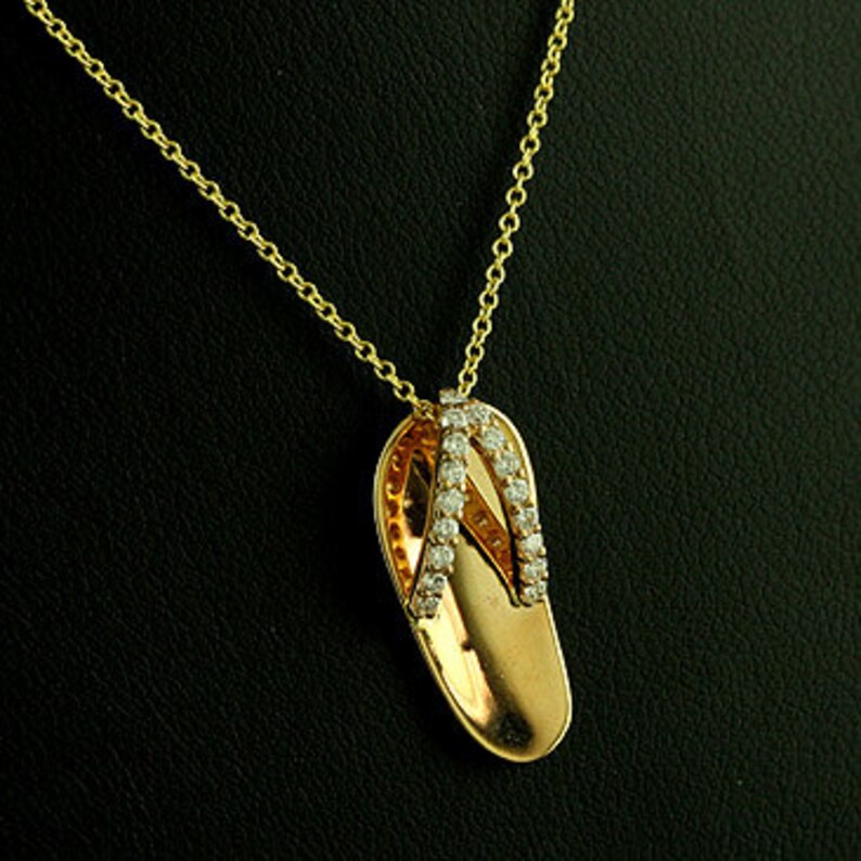 Diamond Flip Flop Necklace Gold Sandal Pendant Diamond Etsy