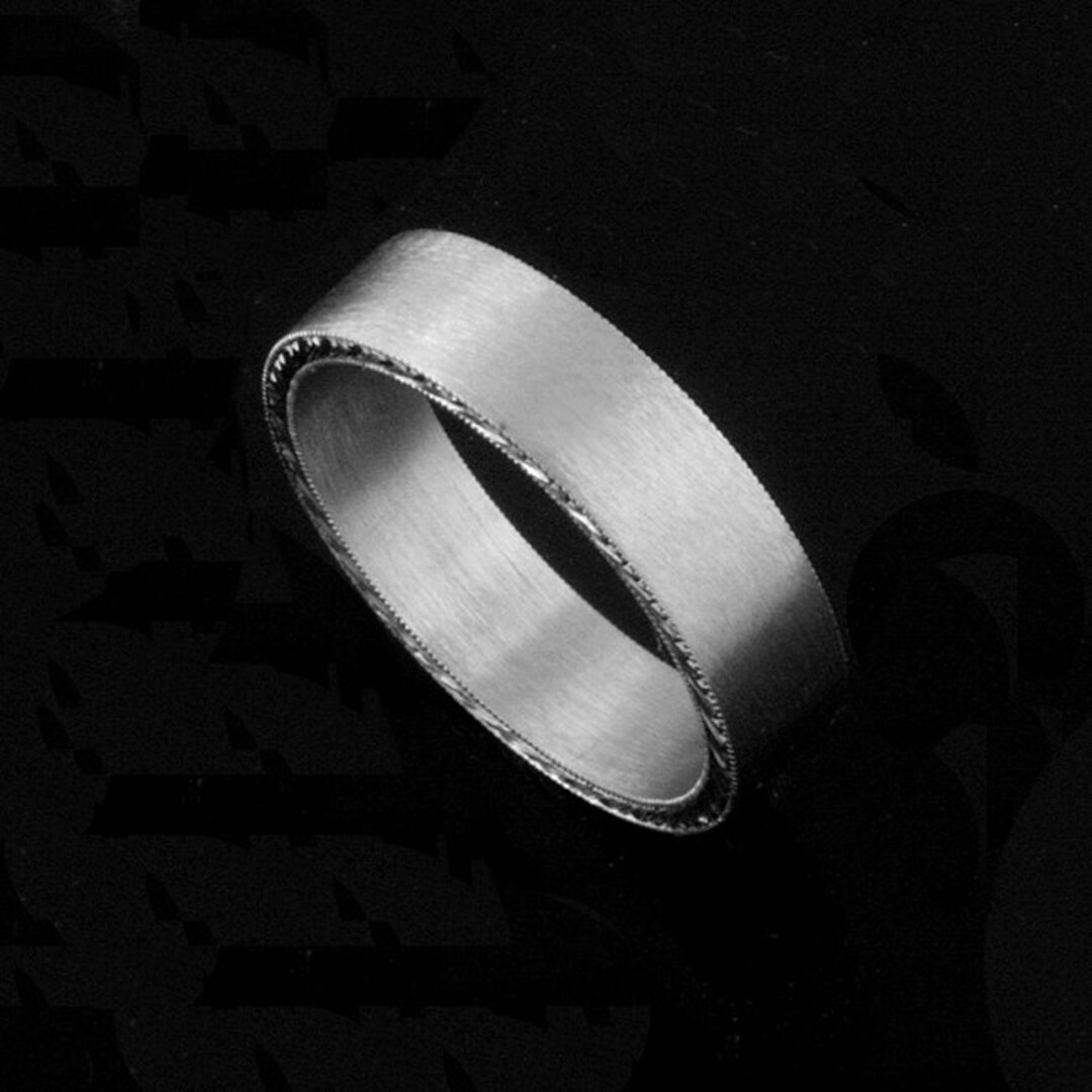 Engraved Men's Ring Satin Matte Finish Wedding Ring Etsy