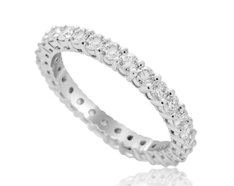 Geteilter Krappen Ring, Eternity Diamant Ehering, klassischer Naturdiamant Ehering, konfliktfreier Diamant Ring, Gold Platin Band 2,4mm