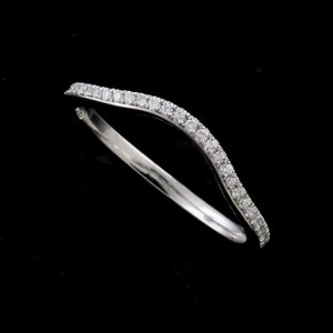 Contour Wedding Ring, Diamond Curved Wedding Band, Plain Thin Wedding Ring, Cut Down Stackable Matching Wedding Ring, Gold Platinum 1.4mm