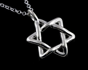 Star of David Necklace, Judaism Symbol Star, Star of David Jewelry, Star of David Pendant, Large Silver Star, Solomon's Sea Star Necklace