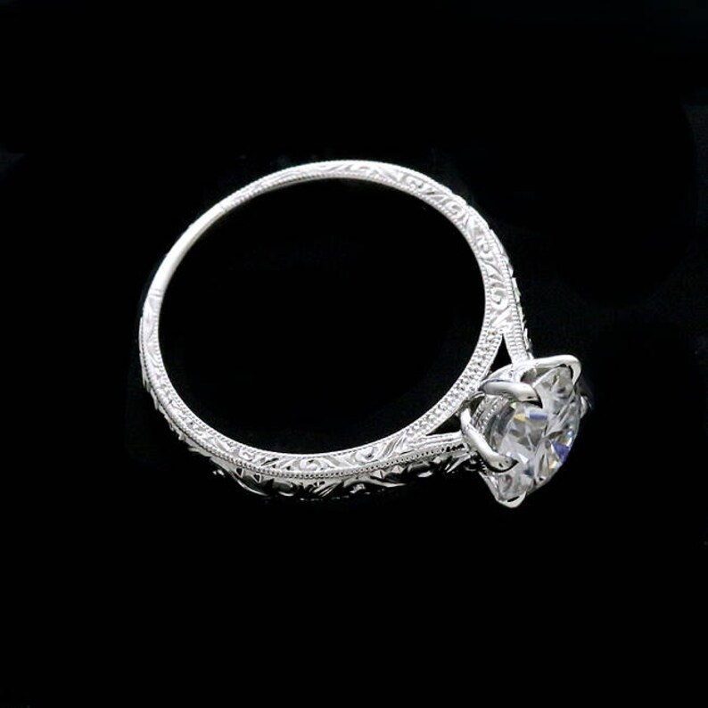 Moissanite Engagement Ring Six Prong Ring Hearts and Arrows Etsy