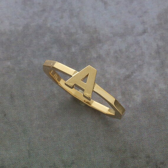 Gold Initial Ring | Stacking Letter Ring | Mother's Stack Ring - Veeaien  Designs