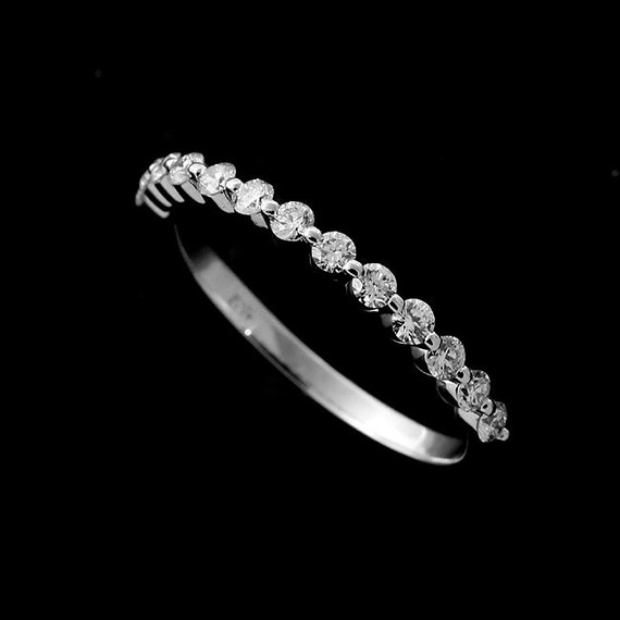 Diamond Wedding Ring Shared Prong 14k Gold Wedding Band Ring | Etsy