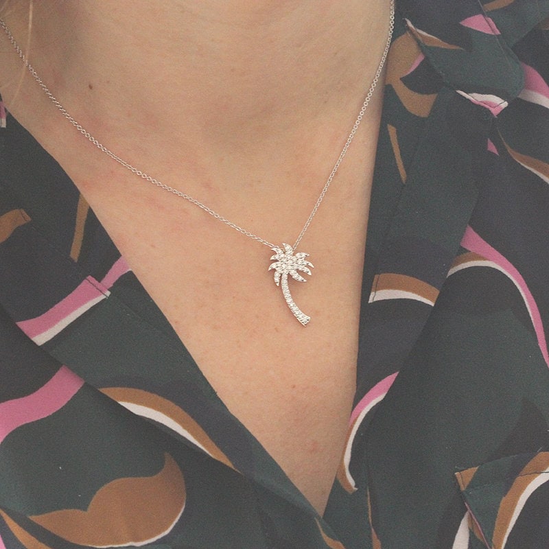 Diamond palm tree pendant best sale