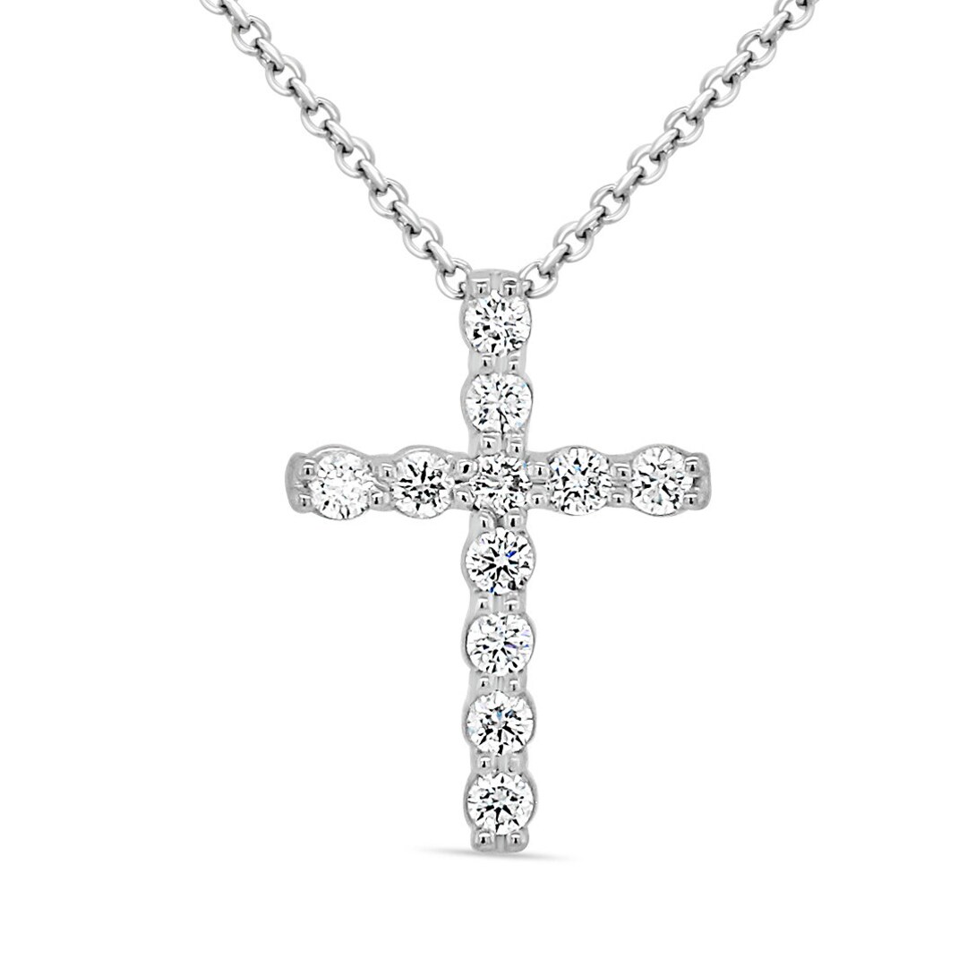 Petite Cross Necklace Diamond Baby Cross Pendant Tiny Dainty Etsy