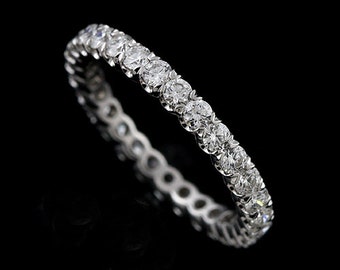 Diamond Wedding Ring, Eternity Wedding Ring, Women's Wedding Band, Fish Tail Eternity Wedding Ring, Classic 18k Gold Diamond Band 2.5mm