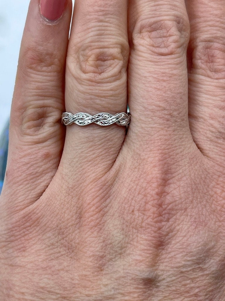 Platinum braided ring sale
