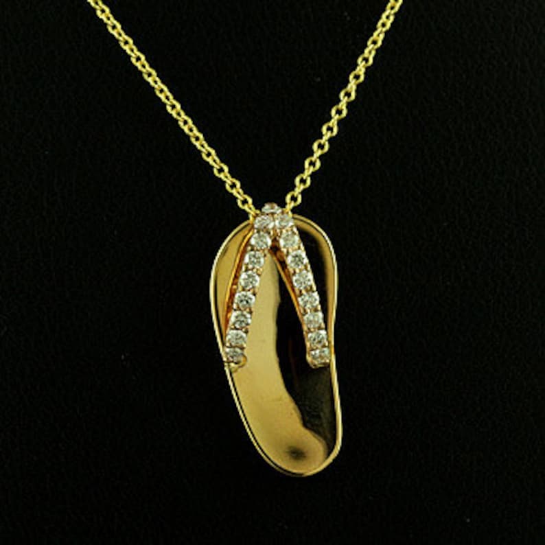 Diamond Flip Flop Necklace Gold Sandal Pendant Diamond Etsy
