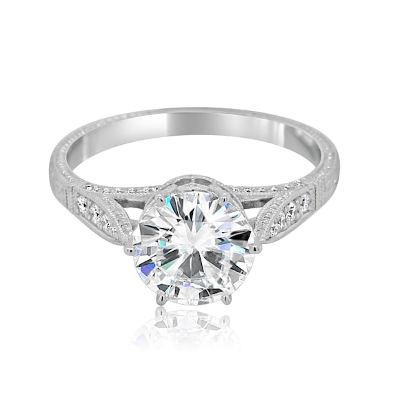 1.6 Ct. Round Cut Natural Diamond U-Pave Diamond Engagement Ring (GIA  Certified) | Diamond Mansion