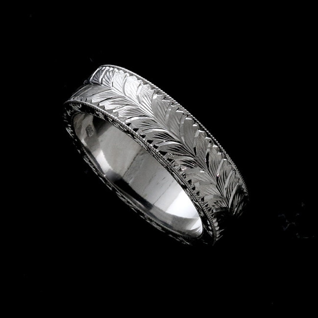 Art Deco Style Men's Ring, Vintage Style Ring, Engraved Men's Wedding ...