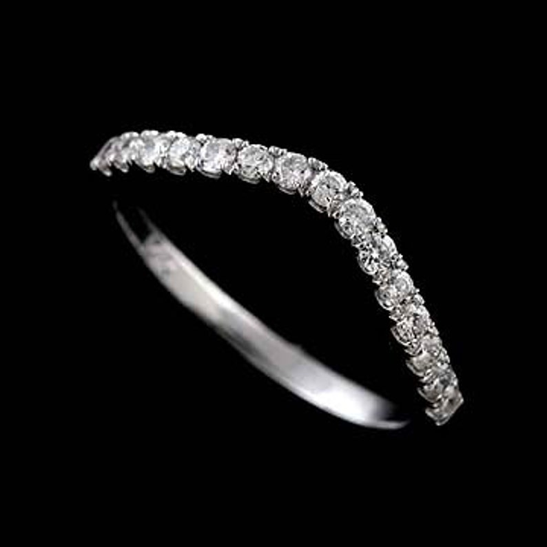 Diamond Wedding Ring Curved Wedding Ring Contour Diamond - Etsy