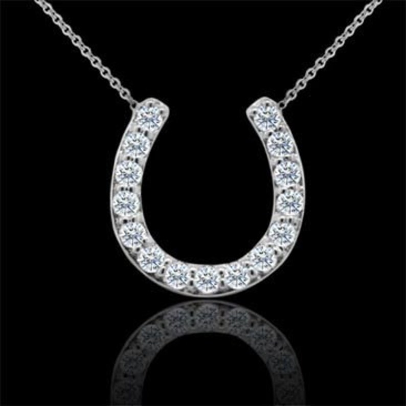 Diamond Horseshoe Necklace Large Diamond Lucky Horseshoe Etsy