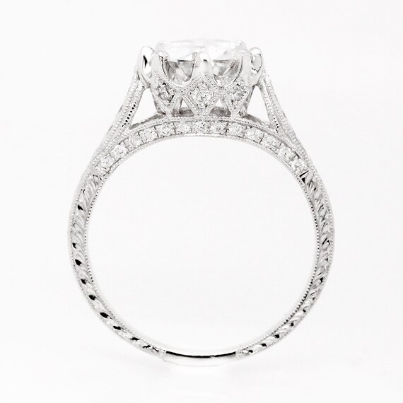 Antique Engagement Ring 2CT Forever One Moissanite Ring | Etsy