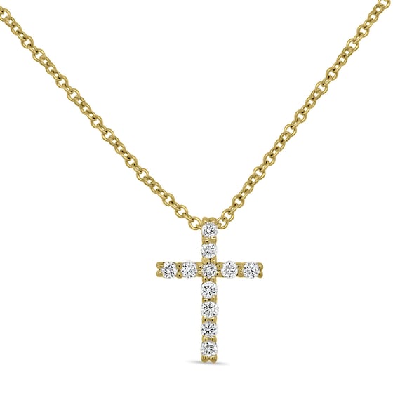 Petite Cross Necklace Diamond Baby Cross Pendant Tiny Dainty