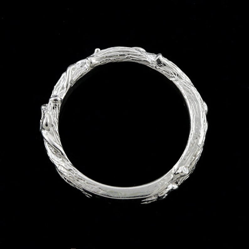 Hand Carved Wedding 4mm Nature Inspired Wedding Band Organic Wedding Band Tree Bark Band Leaf Wedding Band Women/'s Silver Wedding Ring
