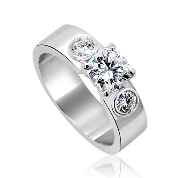 Diamond Engagement Ring Three Stone Ring Certified Lab Diamond