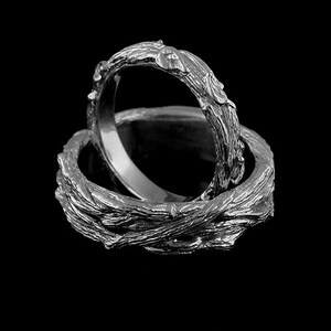 Tree Men's Band, Unique Men's Wedding Ring, Organic Sculptured Men's Ring, Nature Inspired Silver Men's Ring, Hand Crafted Wedding Ring 7mm image 6