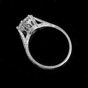 Antique Style Engagement Ring Hand Engraved Milgrain Ring - Etsy