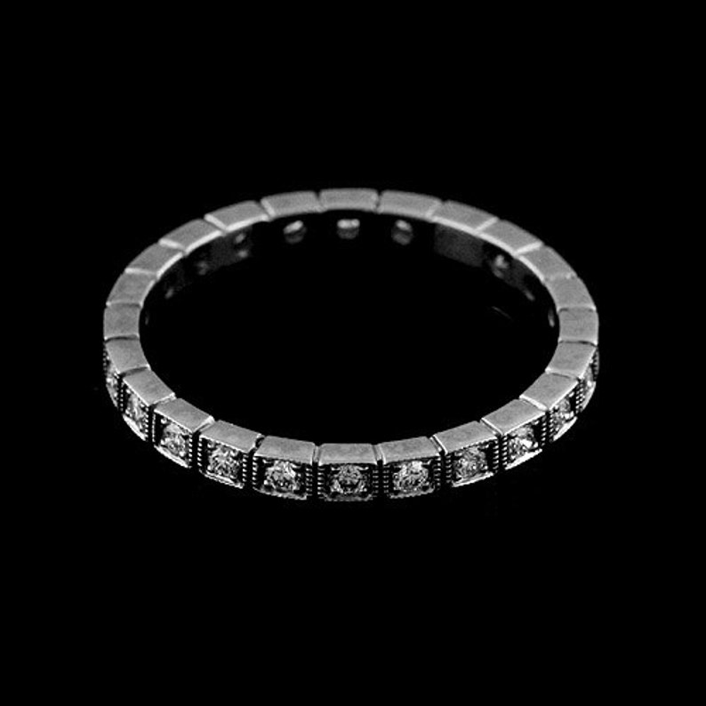 Diamond Eternity Wedding Band Vintage Style Gold Platinum Etsy