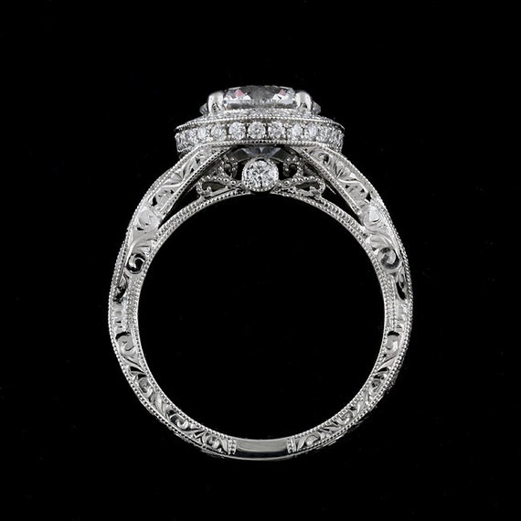 Vintage Engagement Ring Setting Double Halo Diamond Ring | Etsy
