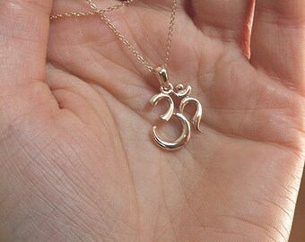 OM AUM Gold Pendant OM 3D Solid Gold Charm Religious