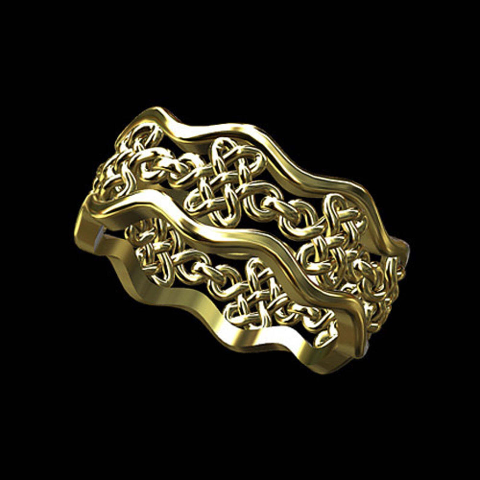 Love Knot Wedding Band Filigree Ring Wavy Ring Band Etsy