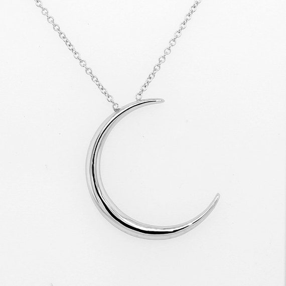 Half Moon Necklace Crescent White Gold 