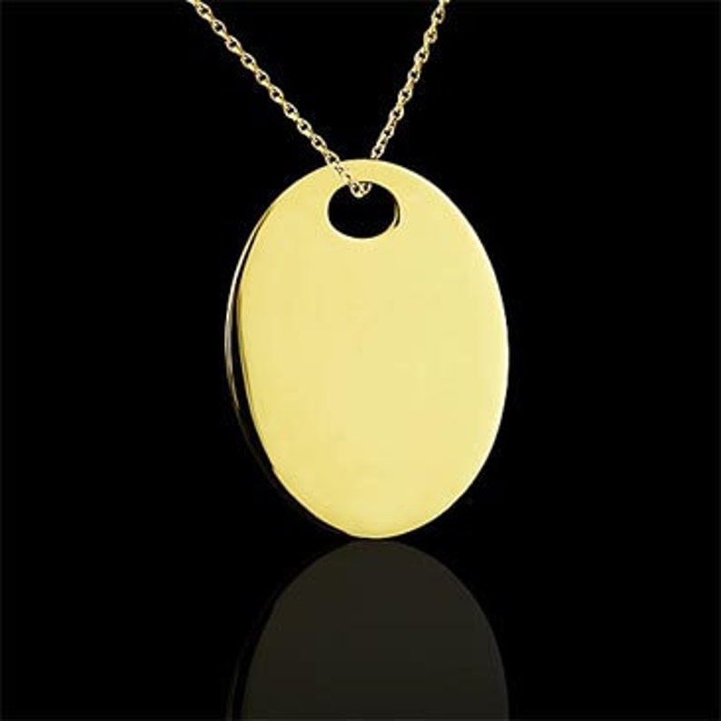 Engravable Oval Disc Necklace Personalize Gold Disc Charm | Etsy