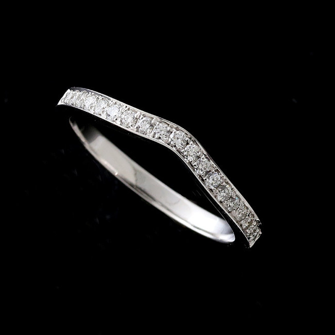 Diamond Wedding Ring Curved Wedding Ring Contour Half Way - Etsy