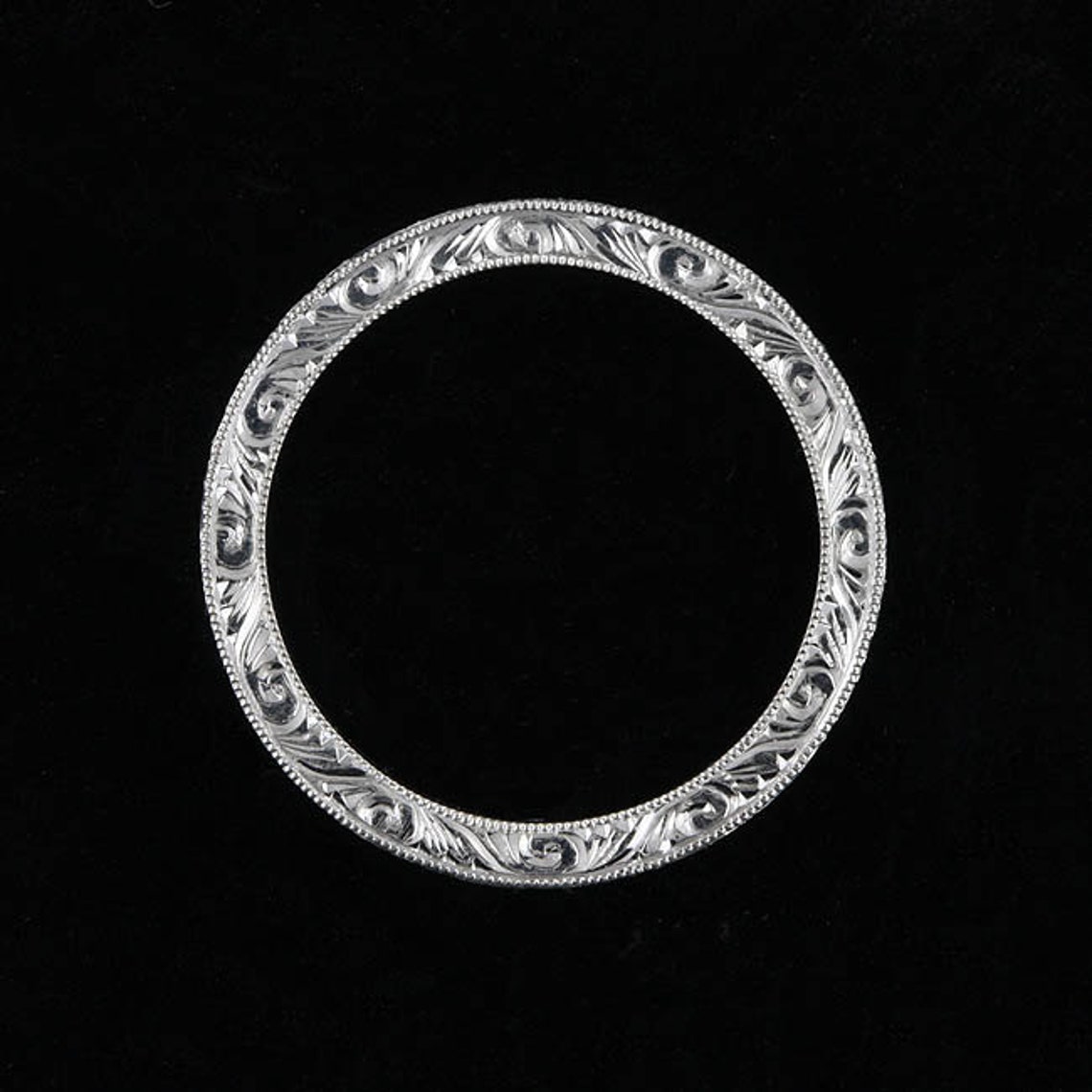 Hand Engraved Eternity Wedding Band Art Deco Style Wedding Etsy