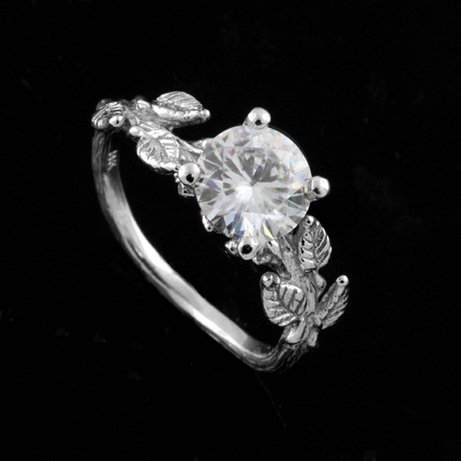 Nature Inspired Ring Leaf Engagement Ring 7mm Forever One Etsy