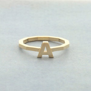 Minimalist Initial Letter A Ring In 14k Yellow Gold