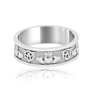 Claddagh Irish Wedding Ring, Trinity Knot Band, Triquetra Celtic Wedding Ring, 14K Gold Irish Ring for Men or Women by OroSpot