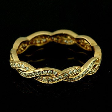Diamond Braided Wedding Ring Twisted Wedding Band | Etsy