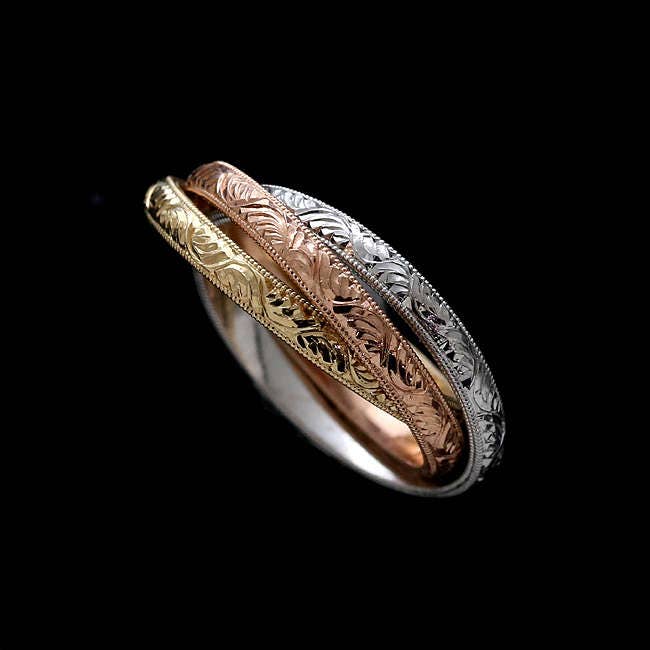 Vintage 14K Tricolor Gold Rolling Ring, Trinity Band Size 7.75 – Alpha &  Omega Jewelry