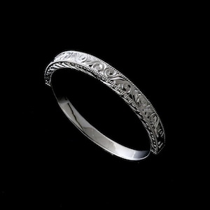 Scroll Engraved Wedding Ring, Art Deco Wedding Band, 2.3mm Flat Wedding Ring, Half Way Women&#39;s Wedding Band, No Nickel Gold Platinum Ring