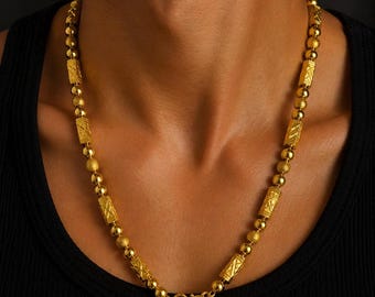 24K Solid Yellow Gold Barrel Chain Necklace 75.6g 24” 9999 Pure Gold Handmade