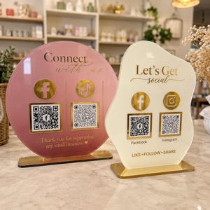 Custom Acrylic QR Code Sign, Personalized Business Payment Sign, Custom Table Tent Signs, Google Review Sign, Scan to Pay Counter Sign