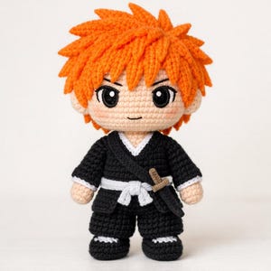 Patrón de crochet Ichigo Amigurumi / Muñeco anime boy PDF (apto para principiantes)