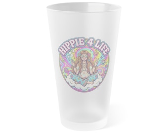 Hippie 4 Life Psychedelic Peace Goddess Frosted Pint Glass | 16oz
