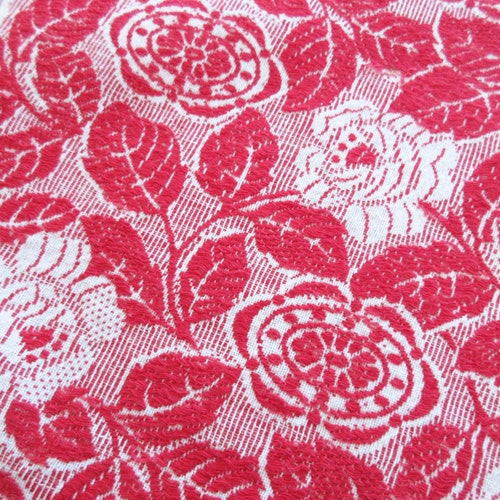 Vintage Red & White on sale Floral Tablecloth - Valentine's Day - Rectangle 46