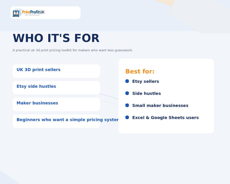 UK 3D Print Pricing Toolkit | Excel, Google Sheets Calculator (digital ...