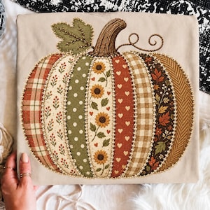 Preppy Patchwork Fall Pumpkin PNG, Striped Boho Pumpkin Fall PNG, Cute Floral Pumpkin Pattern Design, Coquette Autumn Sublimation Design