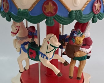 Carousel Christmas Songs Moveable Musical Collectable Holiday Gift Battery Operated