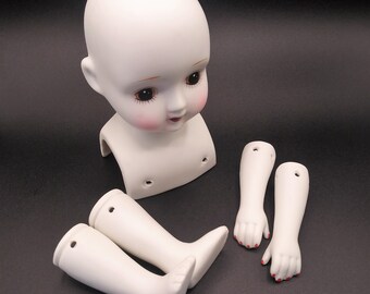 Vintage porcelain/bisque open hands arms 2"  unpainted baby/toddler doll parts S 