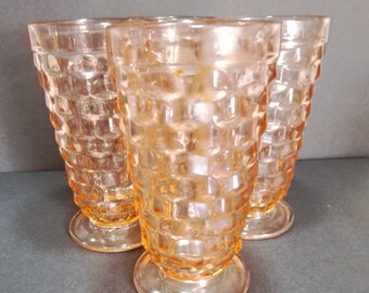 Rare Vintage Pink Indiana Whitehall Tea Glasses SET OF 4 Mid Century Modern Glassware Collectables