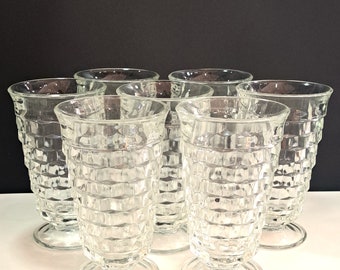 Vintage Clear Indiana Whitehall Tea Glasses SET OF 7 Mid Century Modern Glassware Collectables