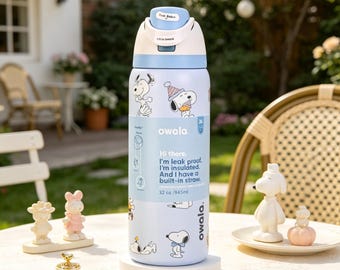 Snoopy Blue Owala FreeSip 32oz Tumbler-Custom Laser Ink Design, Insulated Stainless Steel Water Bottle Birthday & Christmas Gift for Her