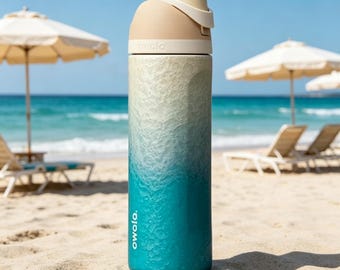 NEW Owala "Rolling In" 24oz/32oz Birthday Bash 2026 Ocean Beach Blue,Insulated Stainless Steel Water Bottle, Christmas Gift for Her